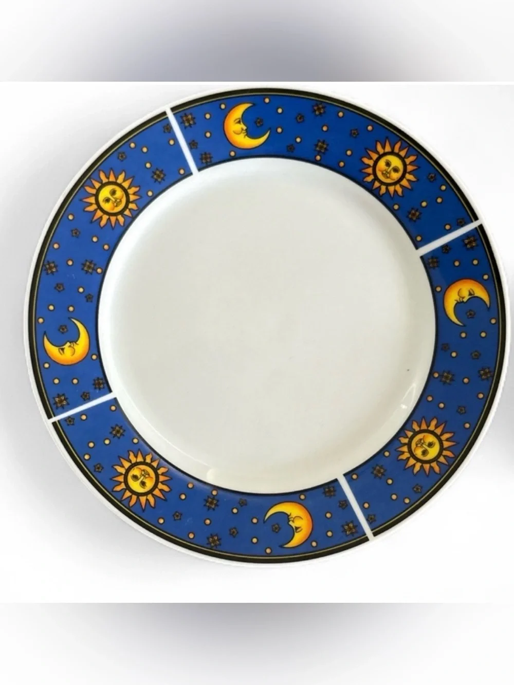 VTG Nu Wave Celestial Plates 7.5” Sun Moon Stars Blue Set 3 Dinnerware